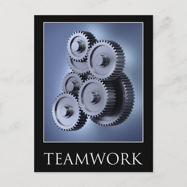 Teamwork concept with gear wheels postcard (Front)