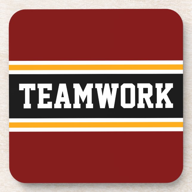 TEAMWORK Fun Retro Red Black 70s Racing Stripes Coaster (Front)