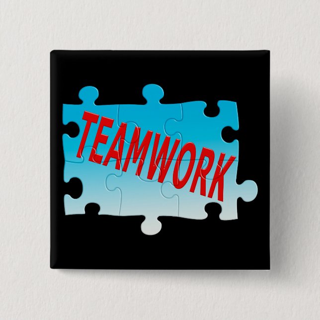 Teamwork Jigsaw Puzzle 2 Inch Square Button (Front)