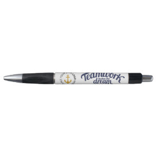Teamwork makes the dream work blue add your logo pen