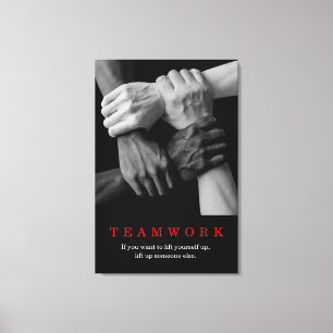 Teamwork Motivational Inspirational Quote Hands Canvas Print