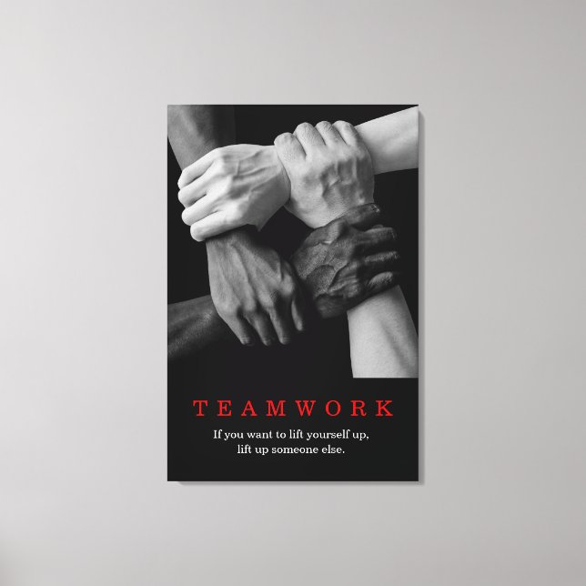 Teamwork Motivational Inspirational Quote Hands Canvas Print (Front)