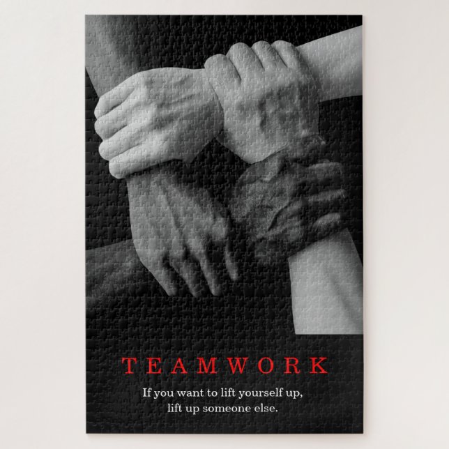 Teamwork Motivational Inspirational Quote Hands Jigsaw Puzzle (Vertical)