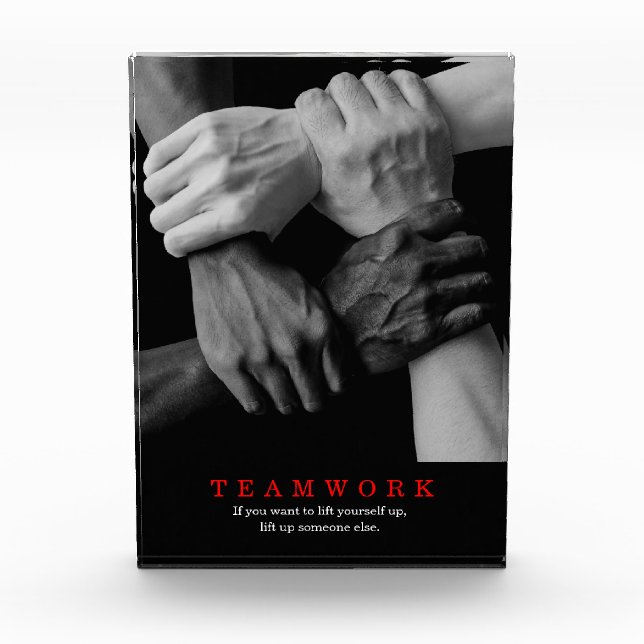 Teamwork Motivational Inspirational Quote Hands Photo Block (Front)