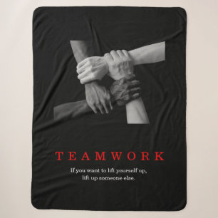 Teamwork Motivational Inspirational Quote Hands Sherpa Blanket