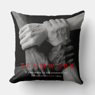 Teamwork Motivational Inspirational Quote Hands Throw Pillow