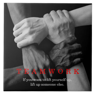 Teamwork Motivational Inspirational Quote Hands Tile