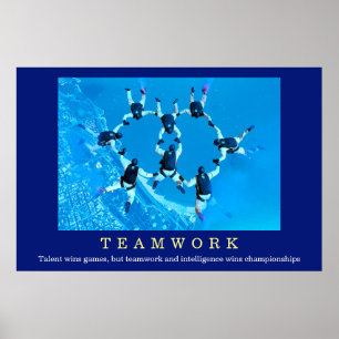 Teamwork Motivational Quote Skydiving Poster
