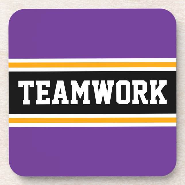 TEAMWORK Purple Orange Black 70s Racing Stripes Coaster (Front)