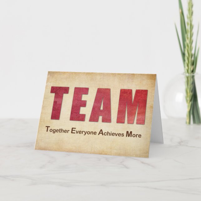 Teamwork Thanks to Volunteers Red Textured Look  Card (Front)