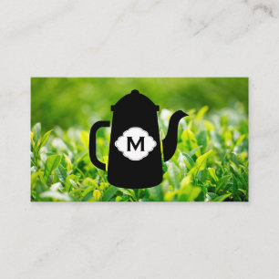 Teapot and Tea Leaves Background Business Card