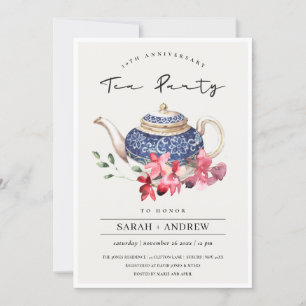 Teapot Any Year Anniversary Tea Party Invite