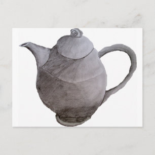 Teapot art illustration kitchen art postcard