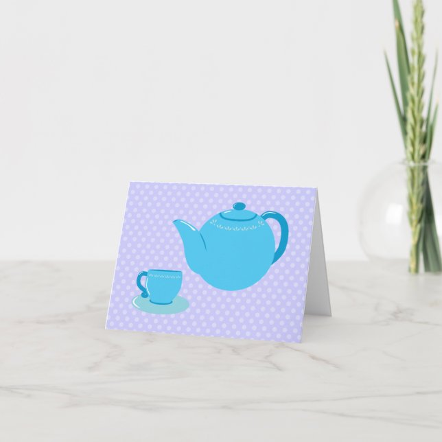 Teapot bleu Tea Party Merci Cartes (Devant)