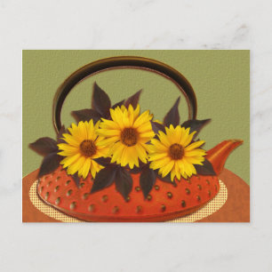 teapot bouquet postcard