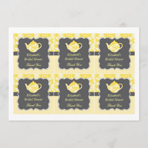Teapot Bridal Shower Favour Tags Invitation