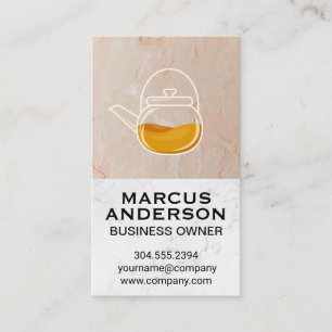 Teapot   Clay Texture Wall White Marble Business Card