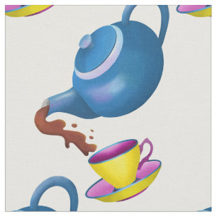 Teapot cup and saucer fabric
