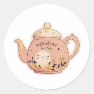Teapot de couleur rose avec autocollants floraux