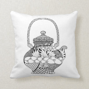 Teapot Doodle Throw Pillow