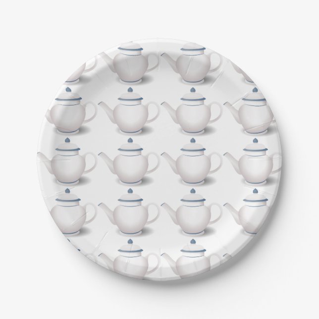 Teapot English Tea Party Paper Plates (Front)