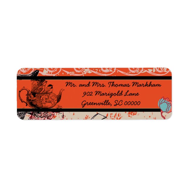 Teapot Fantasy Grunge Personalized Address Labels (Front)
