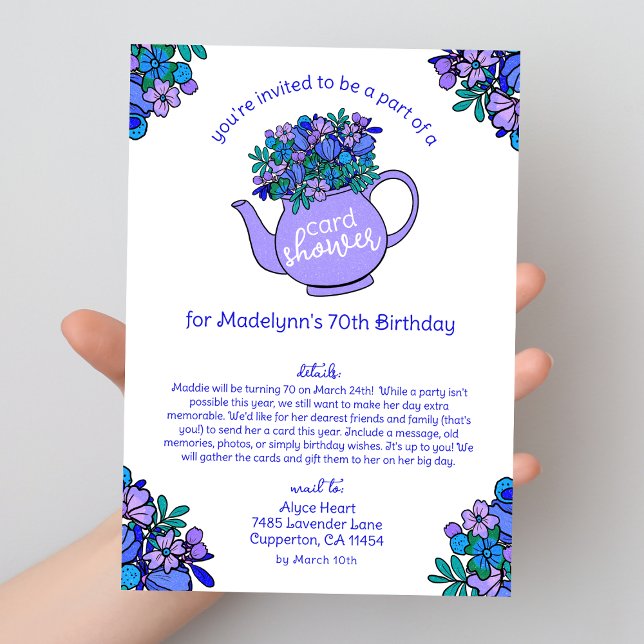 Teapot floral 70e Anniversaire Carte Douche par la (Créateur téléchargé)