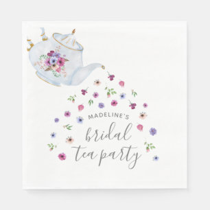 Teapot Floral Bridal Tea Party Invitation Napkin
