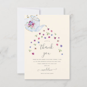 Teapot Floral Bridal Tea Party Thank You Card