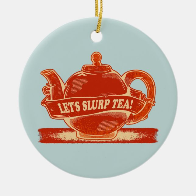 Teapot Funny Drinking Tea Ceramic Ornament (Front)