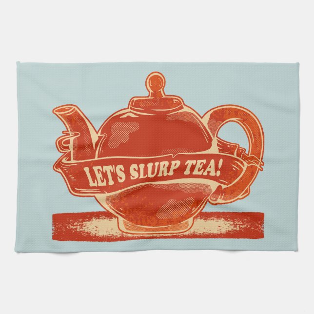 Teapot Funny Drinking Tea Kitchen Towel (Horizontal)