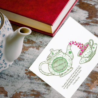 Teapot Grace and Blessings  Inspirational Postcard