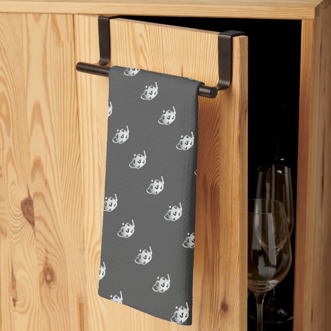  Teapot Gray   Kitchen Towel (Thirds Fold)