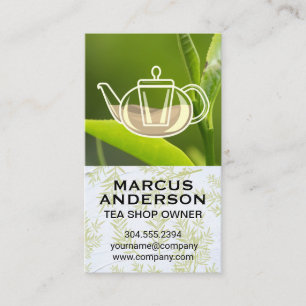 Teapot   Green Leaf   Tea Plant Business Card