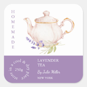 Teapot Lavender Tea Étiquette