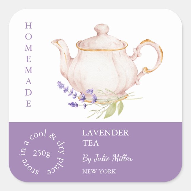 Teapot Lavender Tea Label (Front)