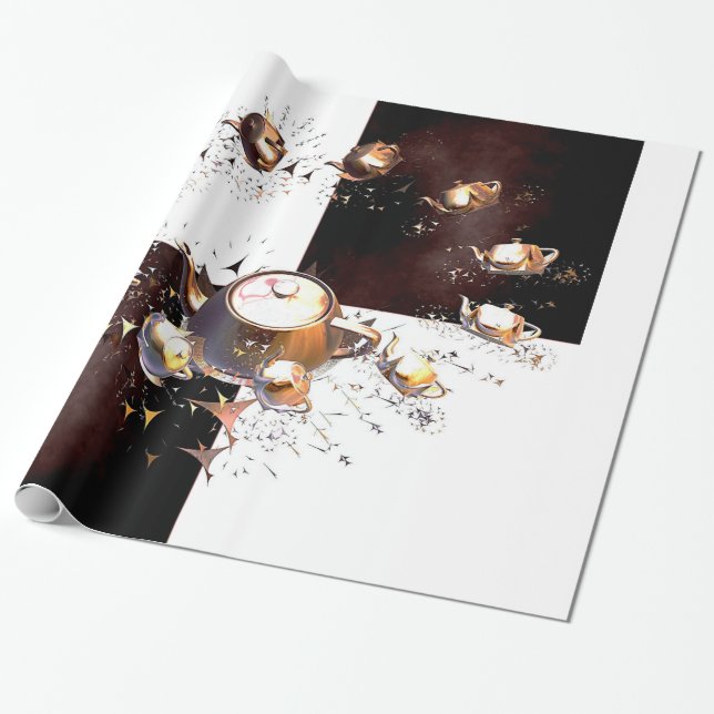 Teapot Party Wrapping Paper (Unrolled)