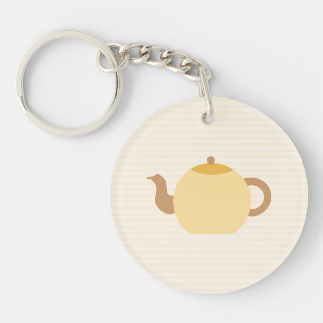 Teapot Picture in Neutral Colours. Keychain (Front)