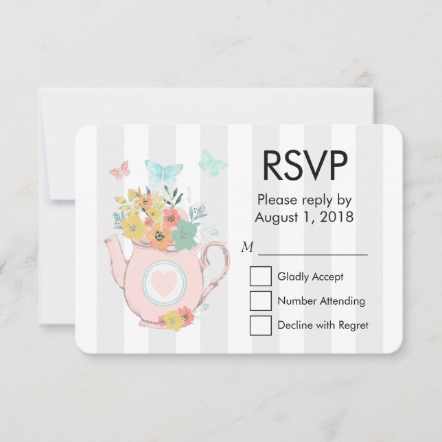 Teapot rose avec Fleurs et Papillons RSVP (Devant)