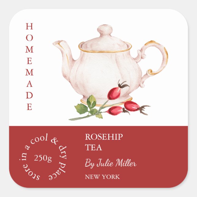 Teapot Rosehip Tea Label (Front)