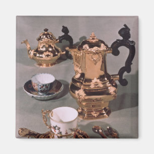 Teapot, sugar bowl, chocolate pot and mug magnet