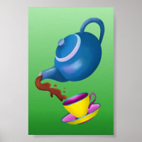 Teapot Teacup and Saucer Illustration Painting