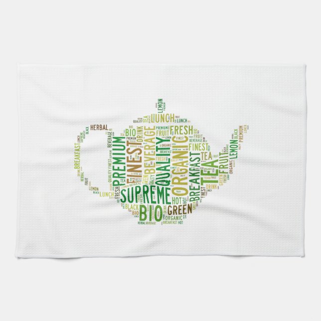 Teapot text design kitchen towel (Horizontal)