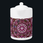 Teapot with Cranberry Mandala<br><div class="desc">Teapot with a cranberry and white Mandala design.</div>