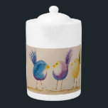 Teapot with Whimsical Birds<br><div class="desc">This teapot has my three cute whimsical watercolor birds,  to brighten your day!</div>