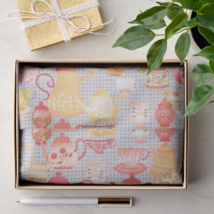 Teapots and Cups Grey Tissue Paper