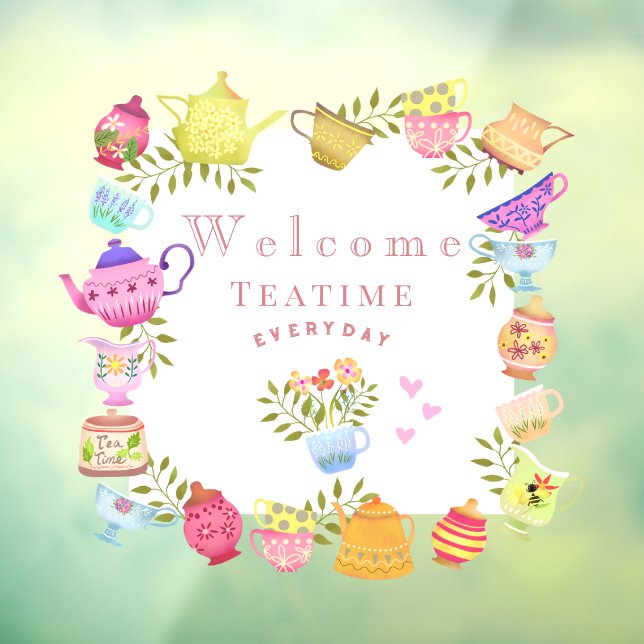 Teapots and Cups Welcome Window Cling (Sheet 3)