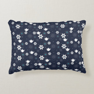 Teapots and Flowers Accent Pillow