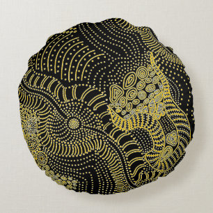 Tear Across Dotted Line - Aboriginal Graphic Round Pillow