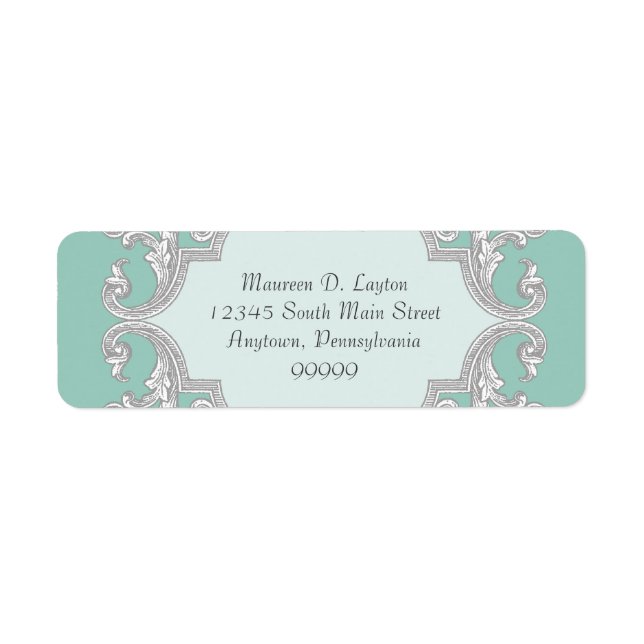 Tear Drop Lace, Aqua Bluer Matching Address Labels (Front)